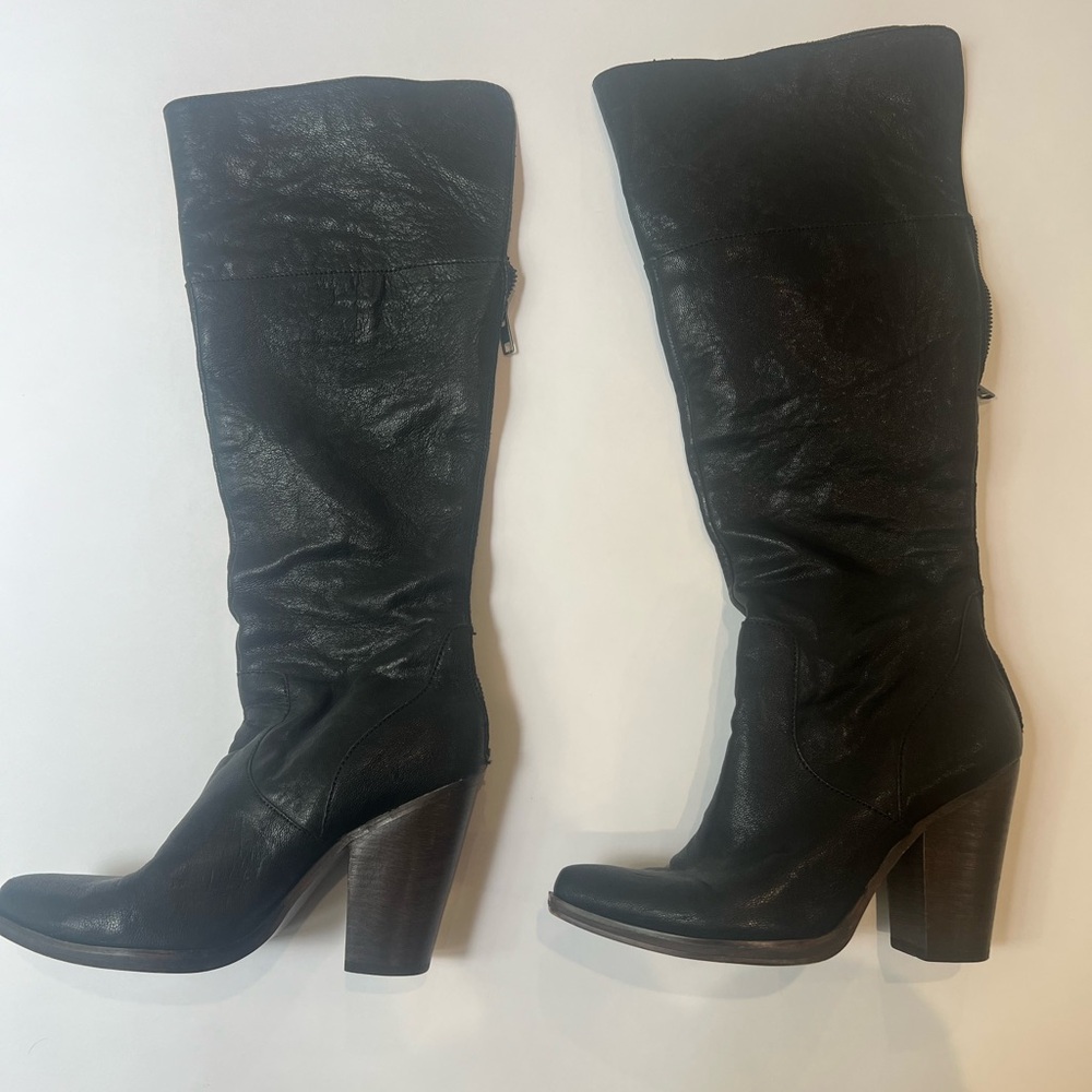 Steve Madden Black Leather Heeled Boots